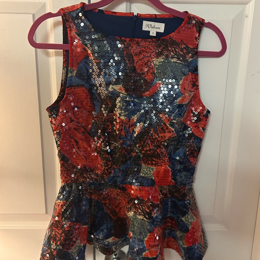 Women's Anthropologie Wolven Sequin Floral Top - Multicolor